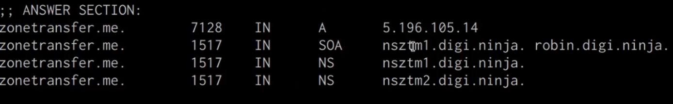 Dig utility DNS record enumration output Dig utility DNS record enumeration output