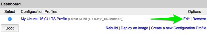 Select Edit to modify your Configuration Profile