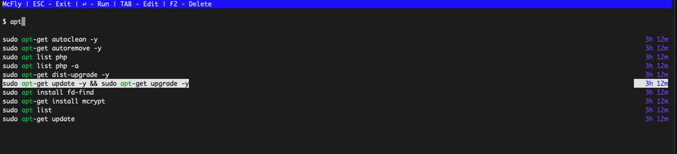 Selecting a file using McFly Selecting a file using McFly